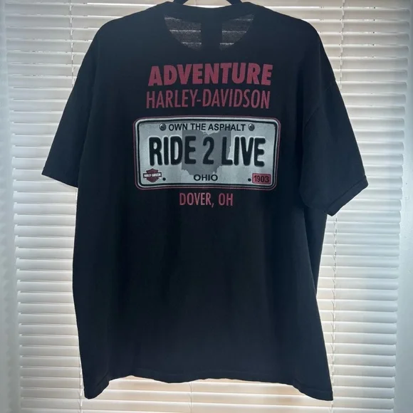 Harley Davidson Shirt Mens Extra Large Eagle Ride 2 Live License Plate Moto Gift - Picture 6 of 6